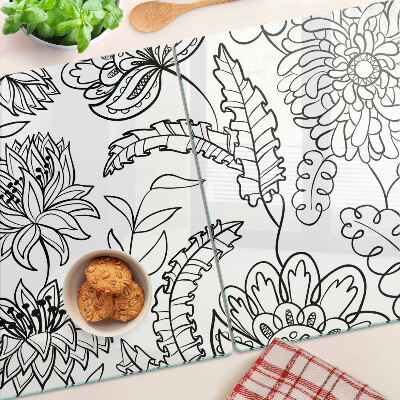 Schneidebrett glas Blumen-Doodle-Muster