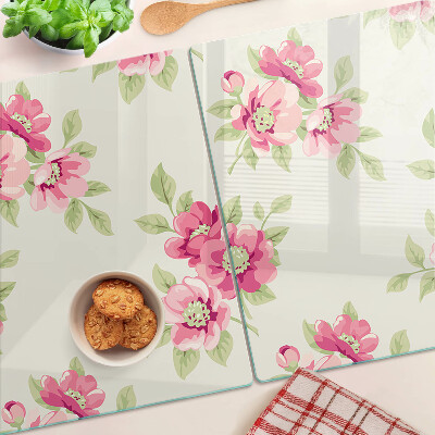 Glas schneidebrett Blumen in Rosatönen