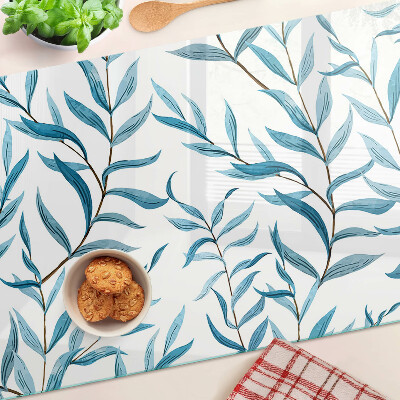 Schneidebrett Blätter in Blautönen