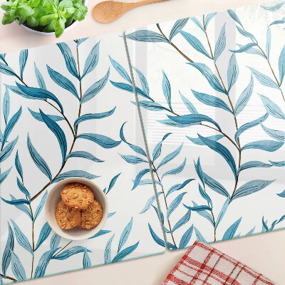 Schneidebrett Blätter in Blautönen