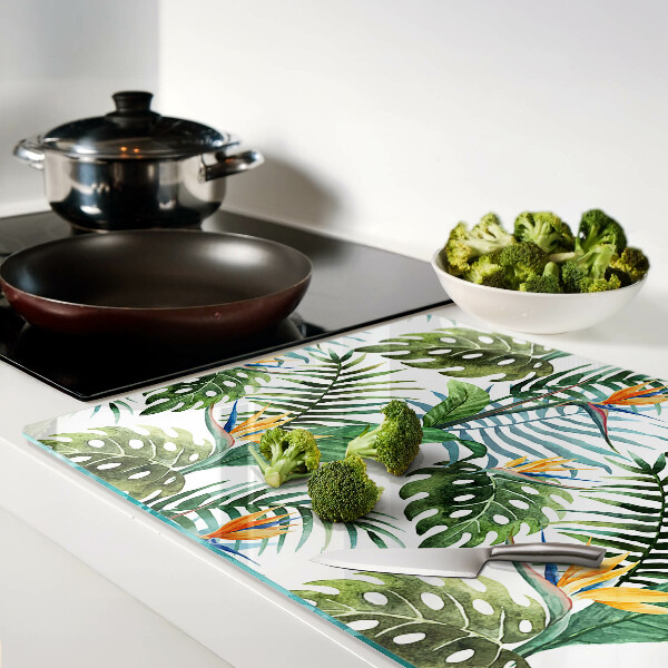 Schneidebrett glas Tropische Blätter und Blüten