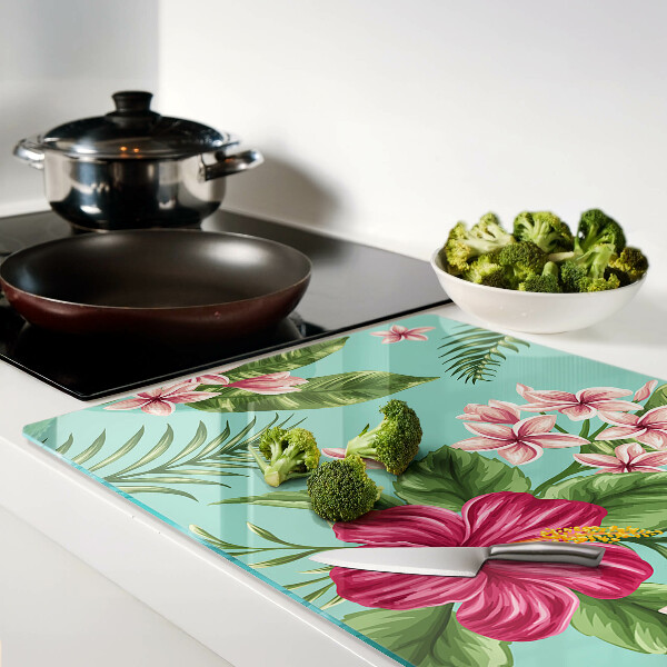 Schneidebrett Glas mit tropischem Blumenmuster