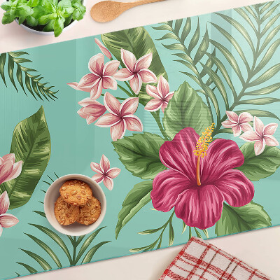 Schneidebrett Glas mit tropischem Blumenmuster