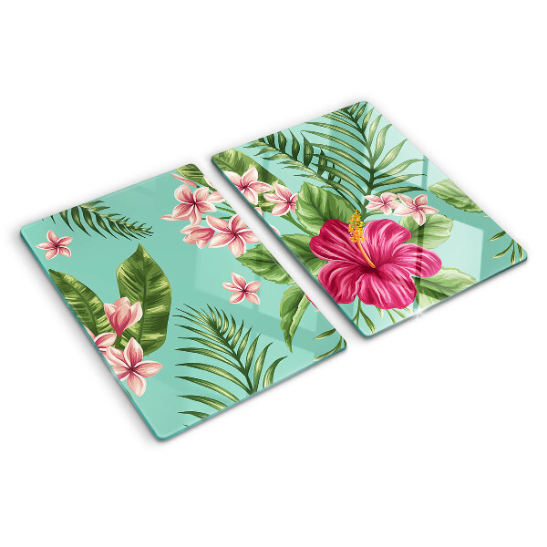 Schneidebrett Glas mit tropischem Blumenmuster