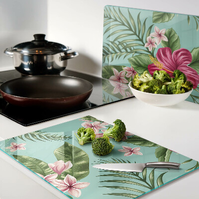 Schneidebrett Glas mit tropischem Blumenmuster