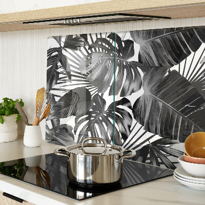 Glas schneidebrett Tropische Blätter in Schwarzweiß