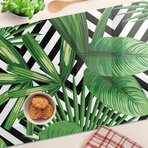 Schneidebrett Tropische Blätter auf Streifen