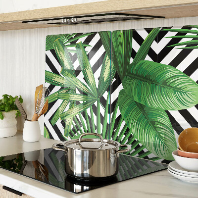 Schneidebrett Tropische Blätter auf Streifen