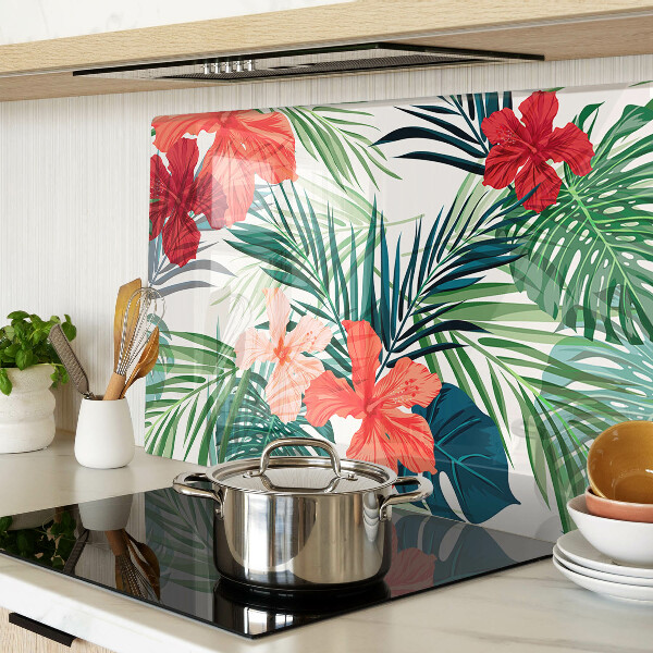 Schneidebrett glas Tropisches Pflanzenmotiv mit Blüten