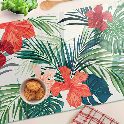 Schneidebrett glas Tropisches Pflanzenmotiv mit Blüten