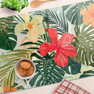 Glas schneidebrett Tropische Blumen und Blätter
