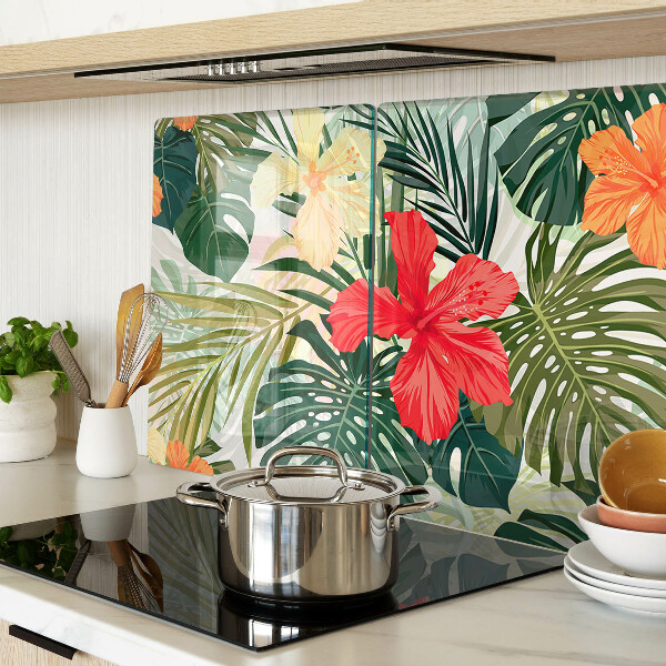 Glas schneidebrett Tropische Blumen und Blätter