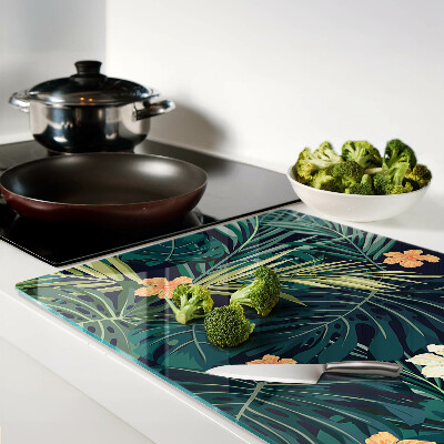 Schneidebrett Tropisches Muster mit Blättern und Blüten