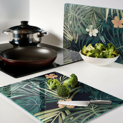 Schneidebrett Tropisches Muster mit Blättern und Blüten