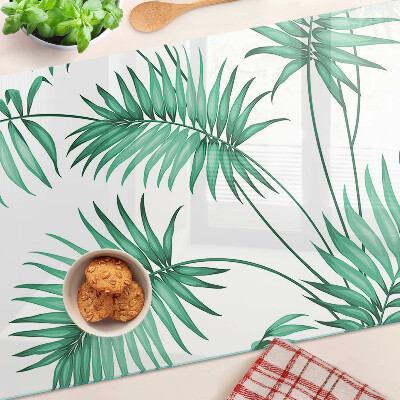 Glas-Schneidebrett mit Palmenblatt-Motiv