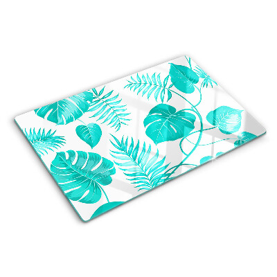 Schneidebrett mit Motiv tropischer Blätter in Grüntönen