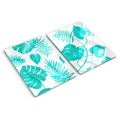 Schneidebrett mit Motiv tropischer Blätter in Grüntönen