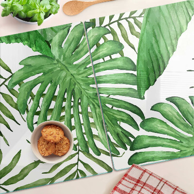 Schneidebrett glas Tropische Blätter in Grüntönen