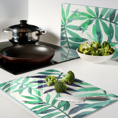 Glas schneidebrett Palmenblätter im Aquarellstil