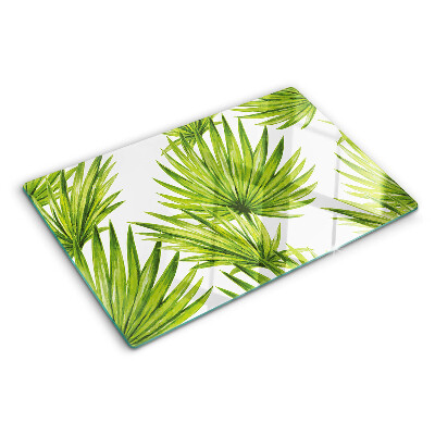 Schneidebrett glas Palmenblätter in Grüntönen