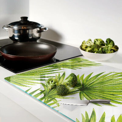 Schneidebrett glas Palmenblätter in Grüntönen