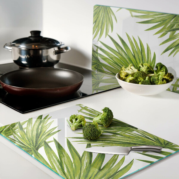 Schneidebrett glas Palmenblätter in Grüntönen