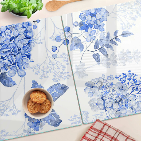Glas schneidebrett Blumen in Blautönen