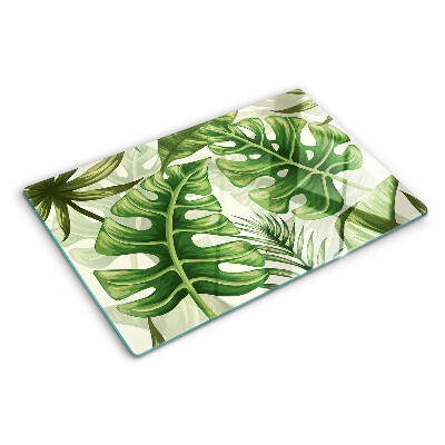 Schneidebrett mit Motiv tropischer Blätter