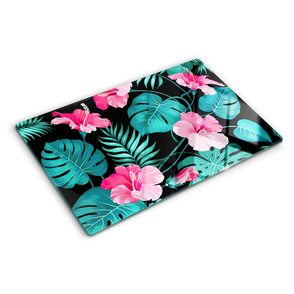 Glas schneidebrett Tropische Blumen und Blätter