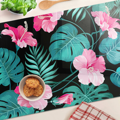 Glas schneidebrett Tropische Blumen und Blätter