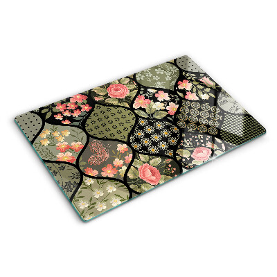 Schneidebrett glas Florales Patchwork mit geometrischen Mustern