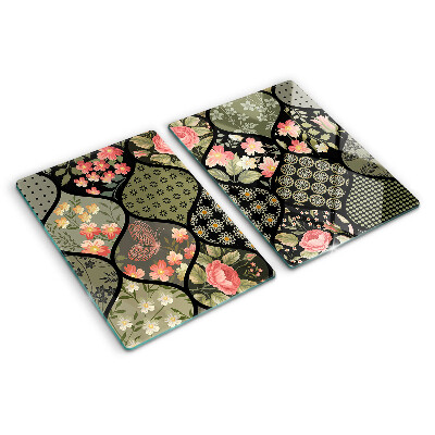 Schneidebrett glas Florales Patchwork mit geometrischen Mustern