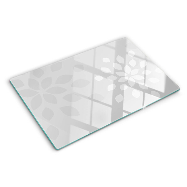 Glas-Schneidebrett mit Blumen- und Blattmotiven