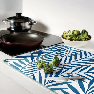 Schneidebrett Palmenblätter in Blautönen