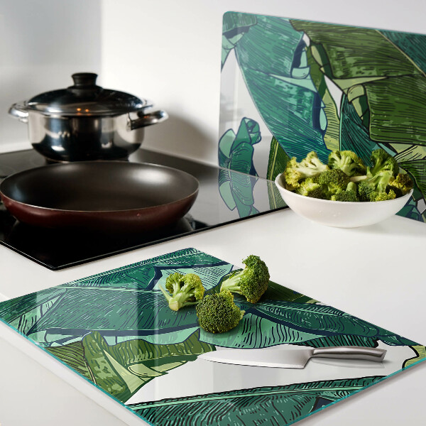 Glas schneidebrett Palmenblätter in Grüntönen