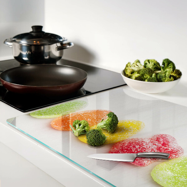 Schneidebrett glas Süßigkeiten in Regenbogenfarben