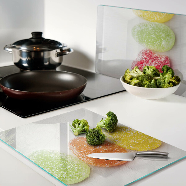 Schneidebrett glas Süßigkeiten in Regenbogenfarben