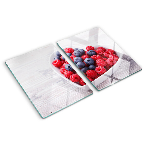 Glas-Schneidebrett mit herzförmigem Motiv aus Früchten