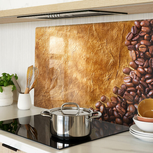 Schneidebrett Glas mit Kaffee- und Leder‑Motiv