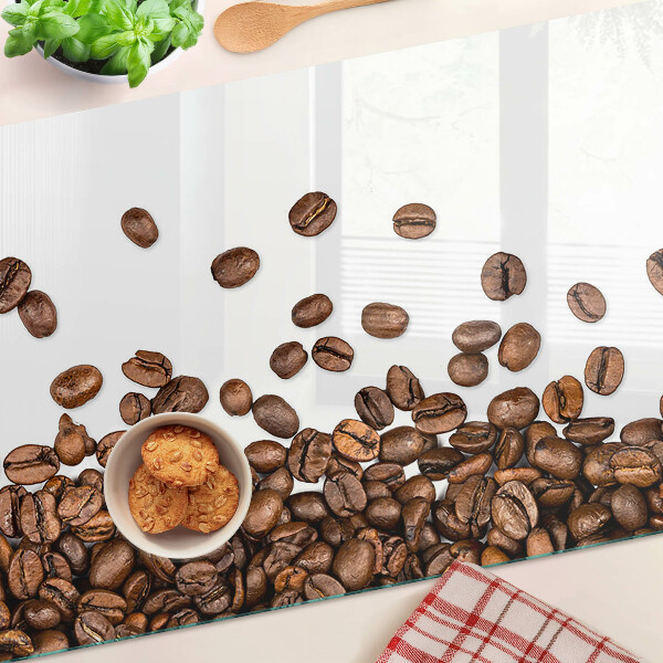 Schneidebrett Glas mit Kaffeebohnen-Motiv