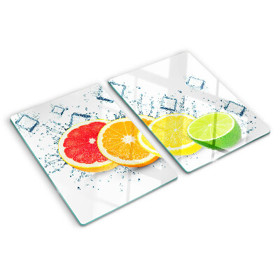 Schneidebrett glas Zitrusfrüchte in bunten Scheiben