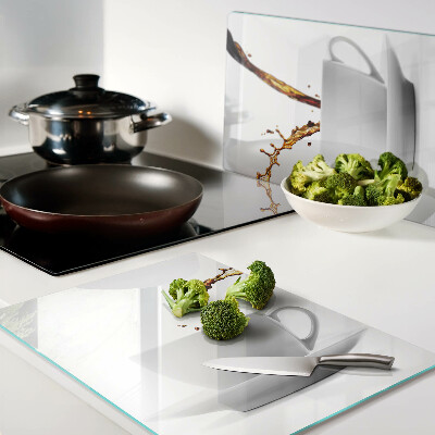 Schneidebrett mit Motiv „Kaffee in Tassen”