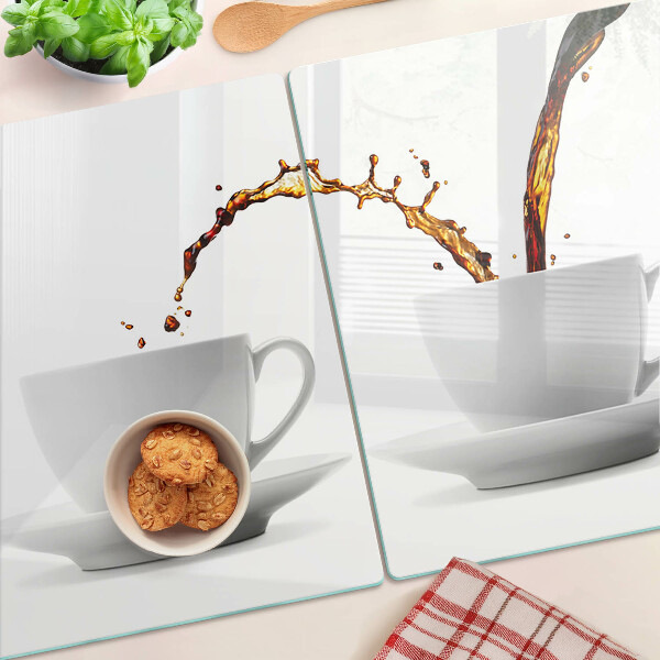 Schneidebrett mit Motiv „Kaffee in Tassen”