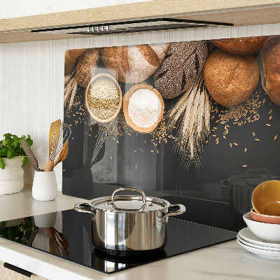 Glas-Schneidebrett mit Motiv von Brot und Getreide