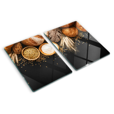 Glas-Schneidebrett mit Motiv von Brot und Getreide