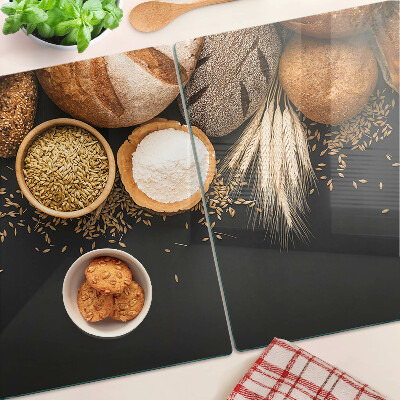 Glas schneidebrett Brot und Getreide