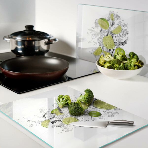 Schneidebrett Zitronen und Eis