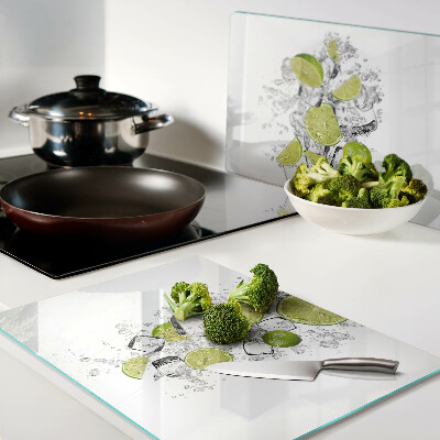 Schneidebrett mit Motiv aus Zitronen und Eis