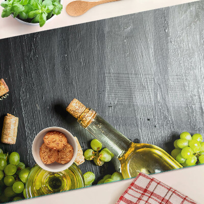 Schneidebrett Glas mit Wein- und Traubenmotiv