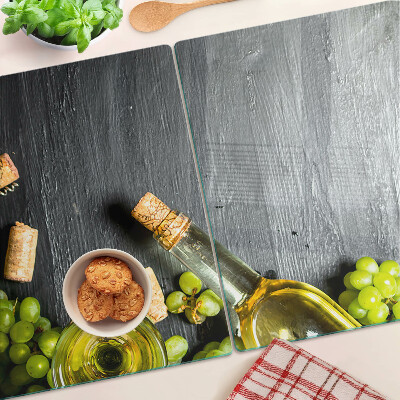 Schneidebrett Glas mit Wein- und Traubenmotiv